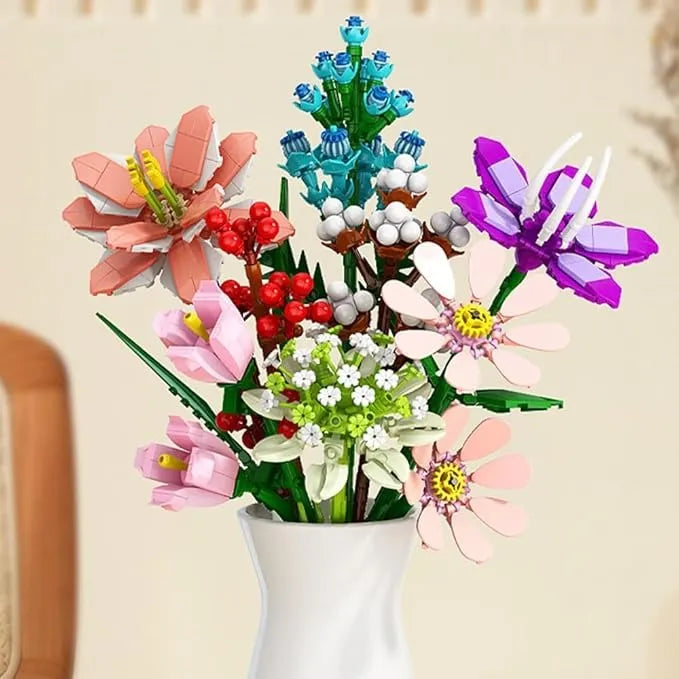 Julbukett Byggbox™ | Blombukett Adventskalender Byggklossar | Julräknare Blind Box