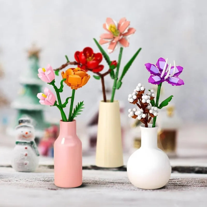 Julbukett Byggbox™ | Blombukett Adventskalender Byggklossar | Julräknare Blind Box